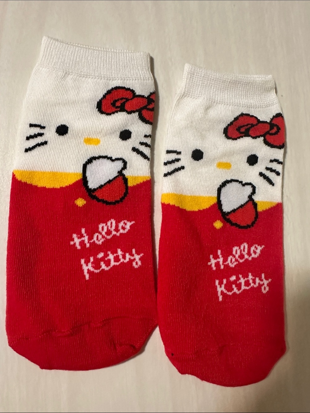 Hello Kitty Red, White & Yellow Ankle Socks